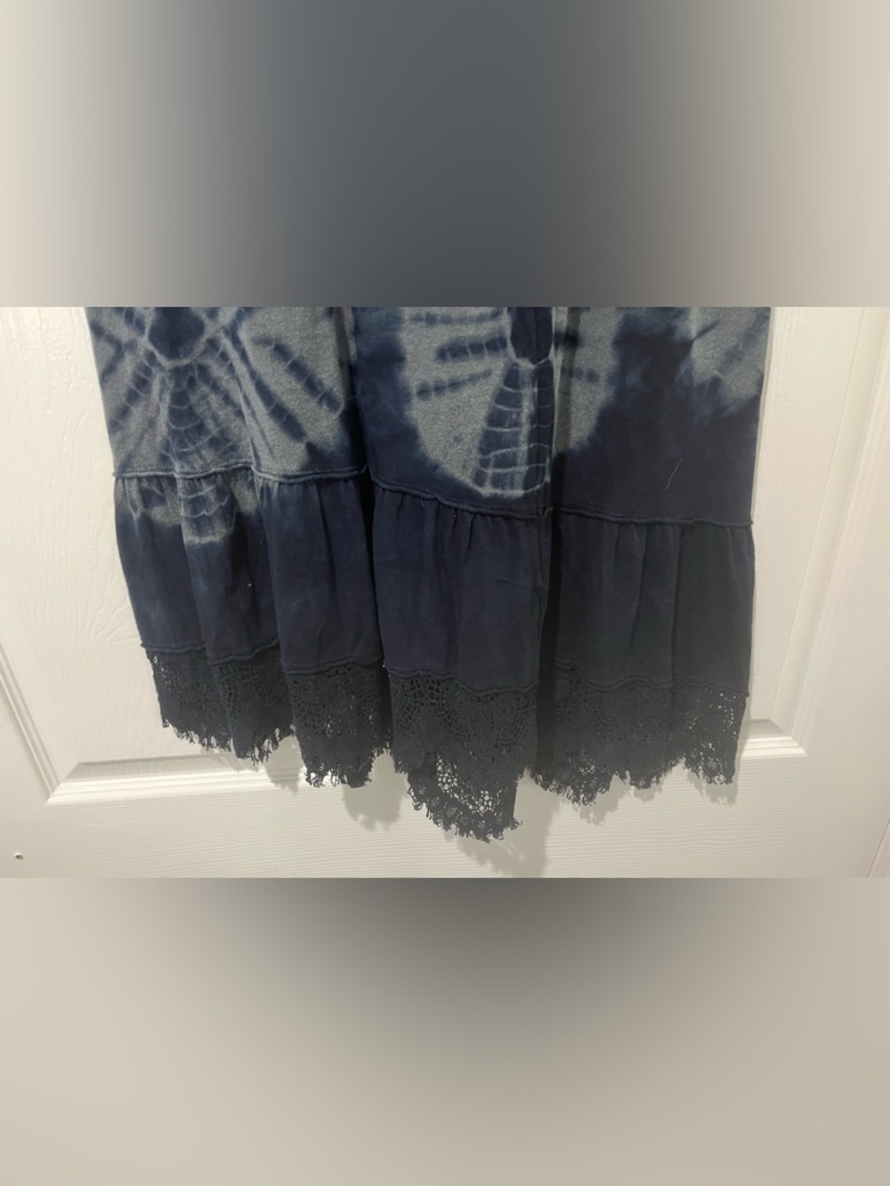 Tie-Dye Maxi Skirt with Lace Hem in Navy - Picture 5 of 6